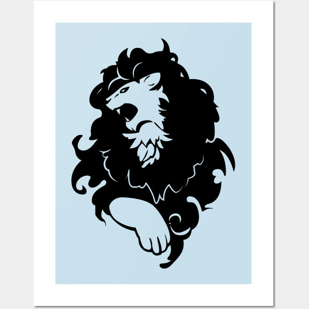 Blue Lions (Black & White) Wall Art by SJBTees